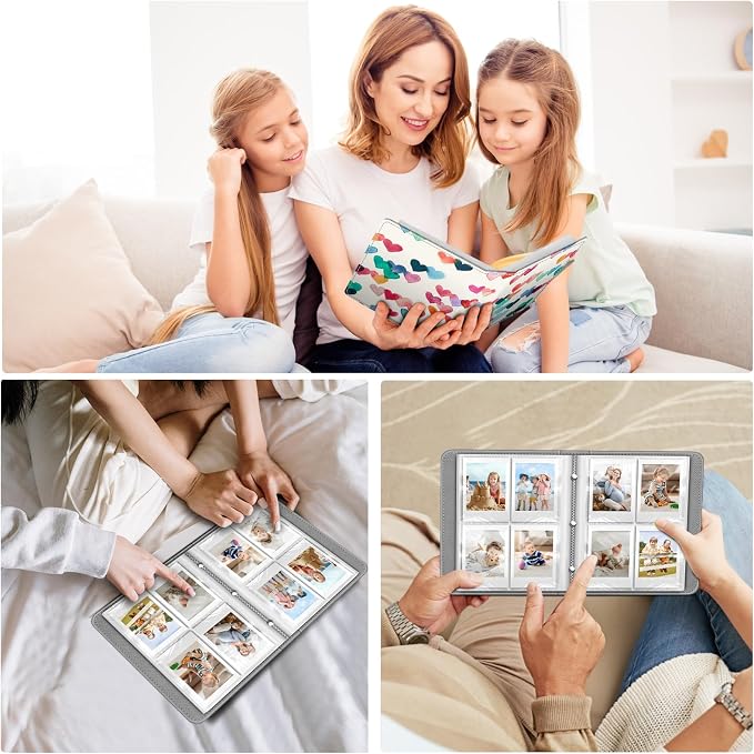 Fintie Photo Album For Fujifilm Instax Mini 2x3 Inch Films - 256 Pockets | For Fujifilm Instax Mini 13/12/11/99/40/Evo/Se/7+/Liplay Instant Camera, Photos Keepsakes, Kids Memory Book, Raining Hearts - Image 5
