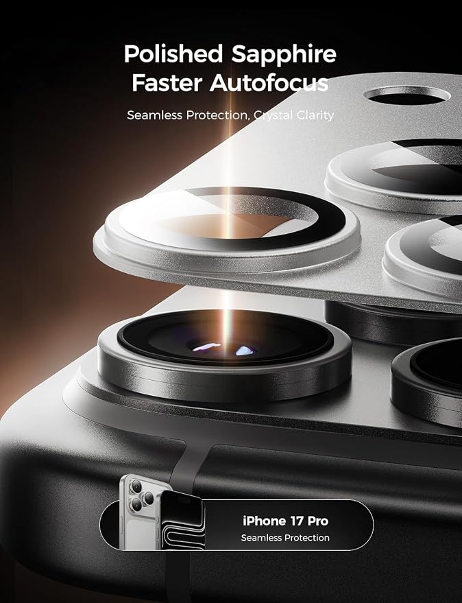 MAGIC JOHN 2 Pack Camera Lens Protector for iPhone 17 Pro 6.3 inch,Sliver | Full Coverage, Metal Aluminum Alloy Camera Lens Film, HD Clear, Scratch Resistant, Case-Friendly - Image 5