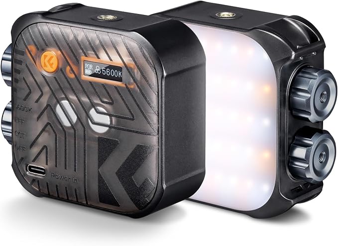 K&F CONCEPT Bi-Color LED Video Light, 2000mAh, 2500K-9900K, CRI 96+, Black | Rechargeable Portable Camera Lights, 15 Light Effects Photography Lighting for Vlogging/Selfie/Content Creator L01 by KFCONCEPT
