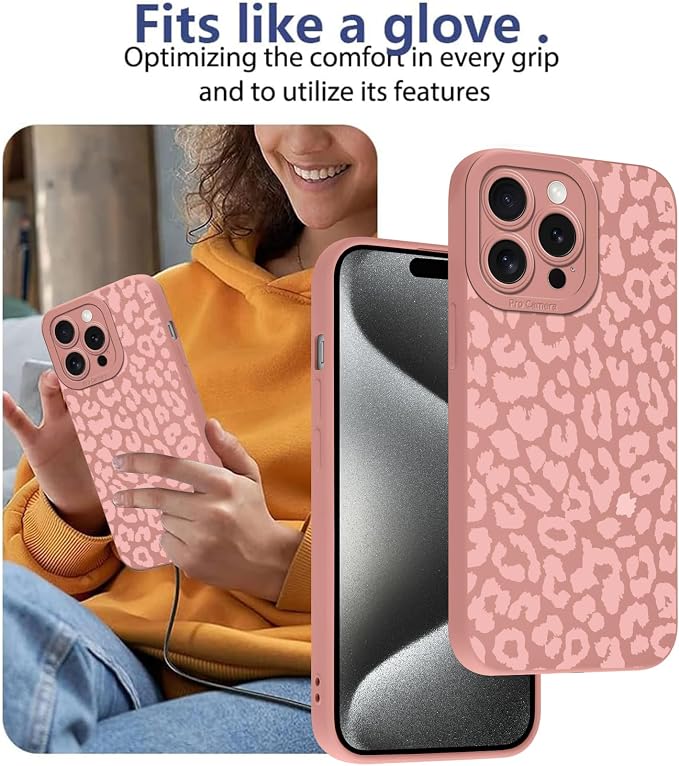 Cute Pink Cheetah Print Phone Case for iPhone 15 Pro Max 6.7" | Aesthetic Leopard Pattern Design Cover Full Camera Lens Protective Shockproof Soft Slim TPU Funda for Women Girls - Image 7