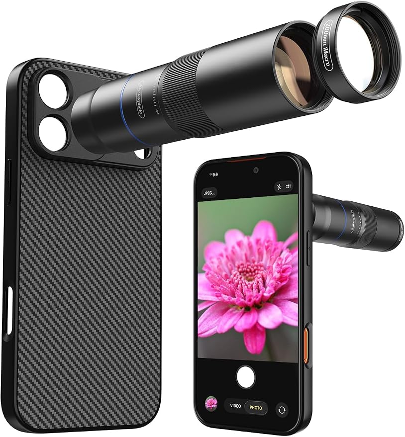 MIAO LAB 10X Telephoto + 200mm Macro Lens for iPhone 17 Pro Max, 2-in-1 Telephoto & Macro with 17mm Thread Interface & Dedicated Case – Perfect for Concerts, Travel, and Outdoor Exploration by MIAOLAB