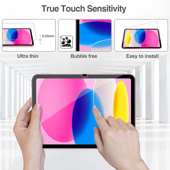 ProCase 2 Pcs Screen Protector for iPad A16 10th with Camera Lens Protector | Tempered Glass for 11" iPad 2025 11th & 10.9 10th Generation -Glitter Pink - Image 4