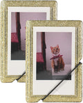 2x3 Instax Mini Photo Album, 28 Pockets. Glitter Gold, 2PK | Portable Wallet Size Album Stores 2x3 inch Instant Photos. Fits Polaroid, Instax Mini, Kodak Mini Prints and Zink. by GoldbarleyDesign