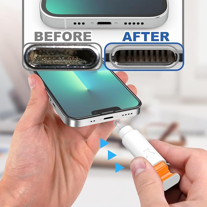 iPhone Cleaning Kit for Charging Port, Cleaner Kit for AirPod Phone, White | Multi-Tool, iPhone Cleaner, Repair Lightning Cable USB C Speaker Charger iPad Connector, Compact Portable, with Storage Case - Image 4