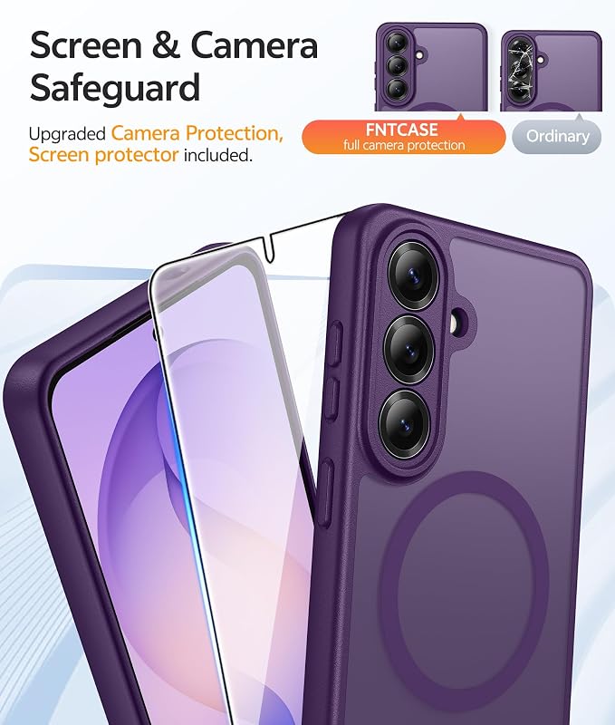 FNTCASE for Samsung Galaxy S26 Plus Case, Fit for Magsafe, Screen Protector | Full Camera Protection, Translucent Matte, 14FT Military Grade Drop Proof, Shockproof Protective Phone Cover, Purple - Image 4