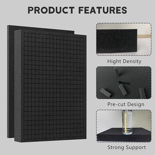 Pick and Pluck Foam Sheets, 2Pcs 16 x 12 x 2 Inch Pick Apart Foam Inserts and 2Pcs 16 x 12 x 0.4 Inch Bottom Padding for Camera Storage, Crafts, Tool Box, Storage Drawer - Image 2