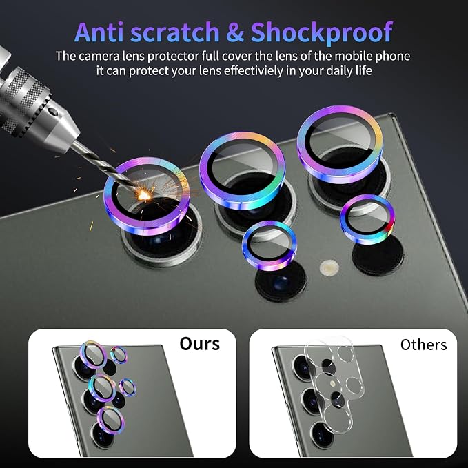 Camera Lens Protector for Samsung Galaxy S23 Ultra,1 Pack | Tempered Metal Glass Camera Cover, HD Clear Anti-Scratch Lens Screen Protector Film,Case Friendly,Colorful Titanium - Image 4