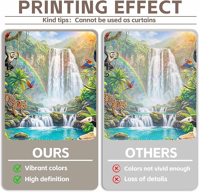 Fabric 10X8ft Rainforest Wild Animals Backdrop Jungle Safari Banner | Summer Tropical Scenery Waterfall Photography Background, School Event Party Decorations, Classroom Photo Props, Polyester - Image 4
