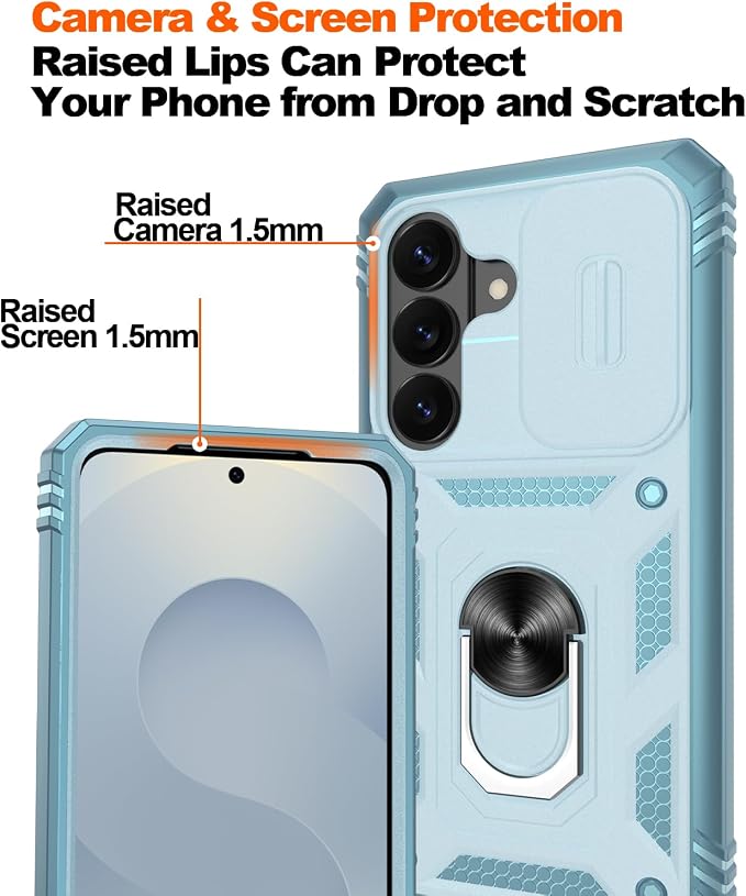 Gritup for Samsung Galaxy S26 Plus Case: 2*Screen Protector | Slide Camera Cover | Build in 360° Rotating Ring Kickstand | Military Grade Protective Cover for Samsung S 26 Plus, Green - Image 5