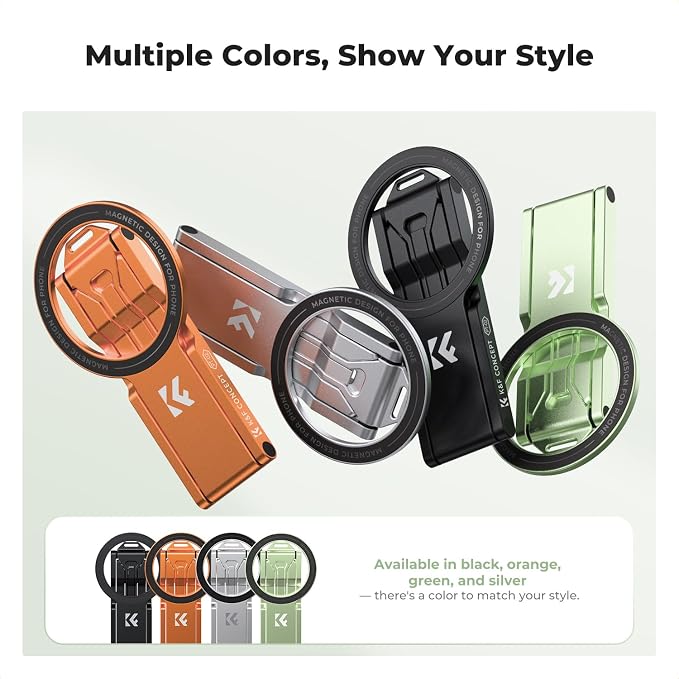 K&F CONCEPT 7mm 59g Magnetic Phone Stand, Foldable Selfie Stick for iPhone | Dual-Sided Magnets Mini Tripod Pocket Cell Phone Stand with Hook, Compatible with iPhone 17-12 Series Android Phones, PT02 - Image 7
