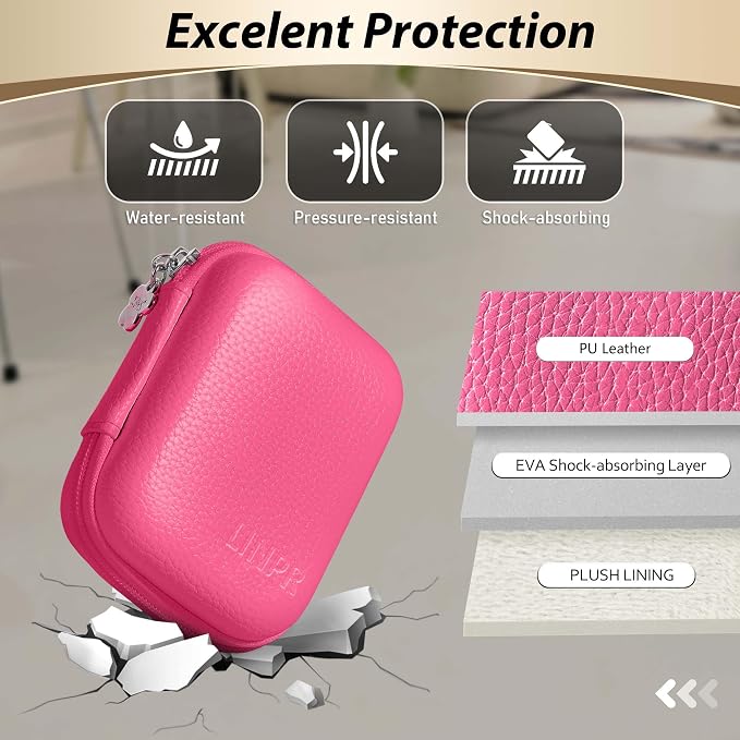 Digital Camera Case for KODAK PIXPRO FZ55/FZ45, Case Only, Rose Pink | Fits CAMKORY DC403 and Canon PowerShot ELPH 360 HS Compact Digital Cameras, Small Hard Shell Camera Pouch with Mesh Pocket - Image 5