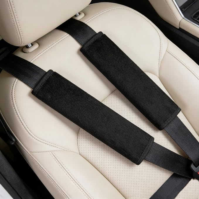 Soft Fuzzy Plush Seat Belt Covers - 2 Pack, Seat Belt Pads to Neck & Shoulder Comfort from Rubbing & Irritation, Universal Fit for Car, Truck, SUV, Airplane, Backpack Straps - Image 5