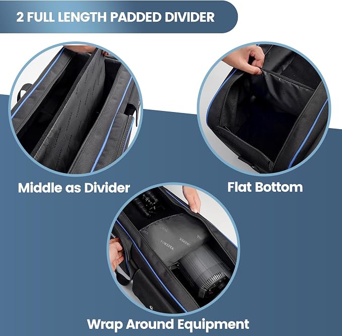 YOREPEK 50.5" Heavy Tripod Carrying Case Bag with 2 Padding Protective Pads | Extra Long Tripod Case for Boom Stand, Monolights, LED Lights, Umbrellas, Mic Stands, Tent Poles, Photographic Equipment - Image 5