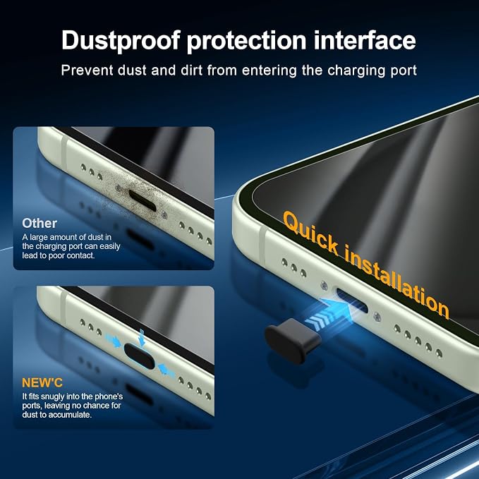 NEW'C 3x Privacy for iPhone 15 Plus Screen Protector (6.7 inches)+ 3x Camera Lens Protector, Sensor Protection, Case Friendly Tempered Glass Film + Dust Plug - Easy installation tool included - Image 5