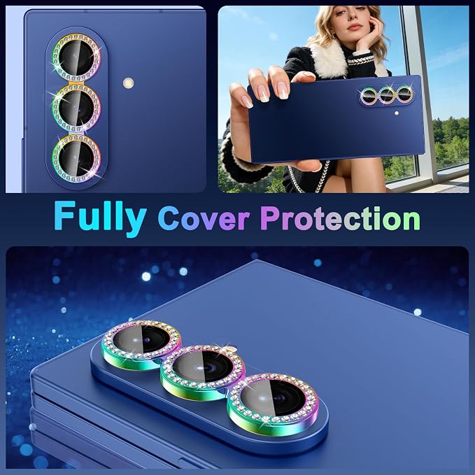 Meshine for Samsung Galaxy Z Fold 7 Camera Lens Protector,Scratch Proof,Strong Adsorption,9H Hardness with Metal Ring Camera Cover,Ultra Thin Case Friendly, Accessories Lens Protector,Shiny Colorful - Image 8