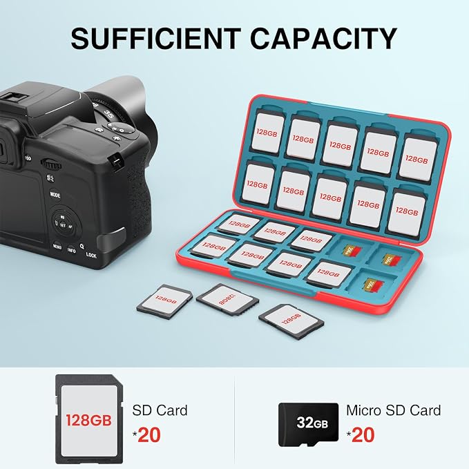 HEIYING SD Card Holder with 40 Precise Slots for SDXC SDHC Micro SD Cards | Portable SD Card Case, Hard ABS Shell with Soft Silicone Lining, Precise Card Slots,Magnetic Closure for Neat Storage - Image 2