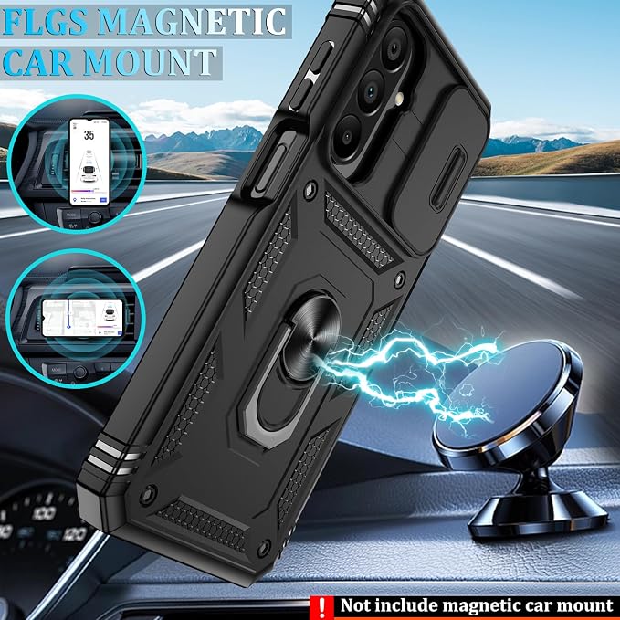 Gritup for Samsung Galaxy A26 5G Phone Case: Galaxy-A26-5G Phone Case with 2*Screen Protector, Magnetic Stand & Slide Camera Cover, Shock Proof Military-Grade Funda para A 26 Cover, Black - Image 6