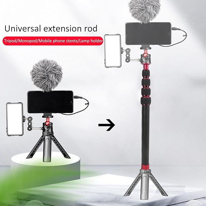 LR-255 Camera Monopod, 13.2-42.5in Extension Pole, 5 Section Aluminium Alloy, Black, Supports 5kg, Compatible with Camera, Smartphone, Camcorder, Tablet - Image 2