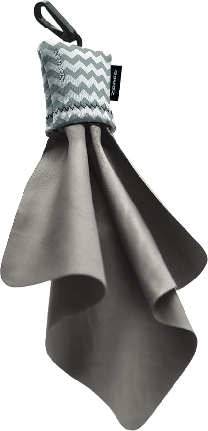 SPUDZ Classic Microfiber Lens Cleaner – Clip-On Pouch, Washable – for Binoculars, Scopes, Glasses, Screens | Classic | Gray Chevron, 6 x 6 Inch (2-Pack) - Image 6
