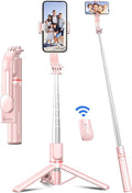 41'' Tripod for Phone, Extendable Selfie Stick with Wireless Remote, Aluminum Cell Phone Tripod Stand 360°Rotate Lightweight & Portable Compatible with iPhone/Android (Pink) by SelfieShow
