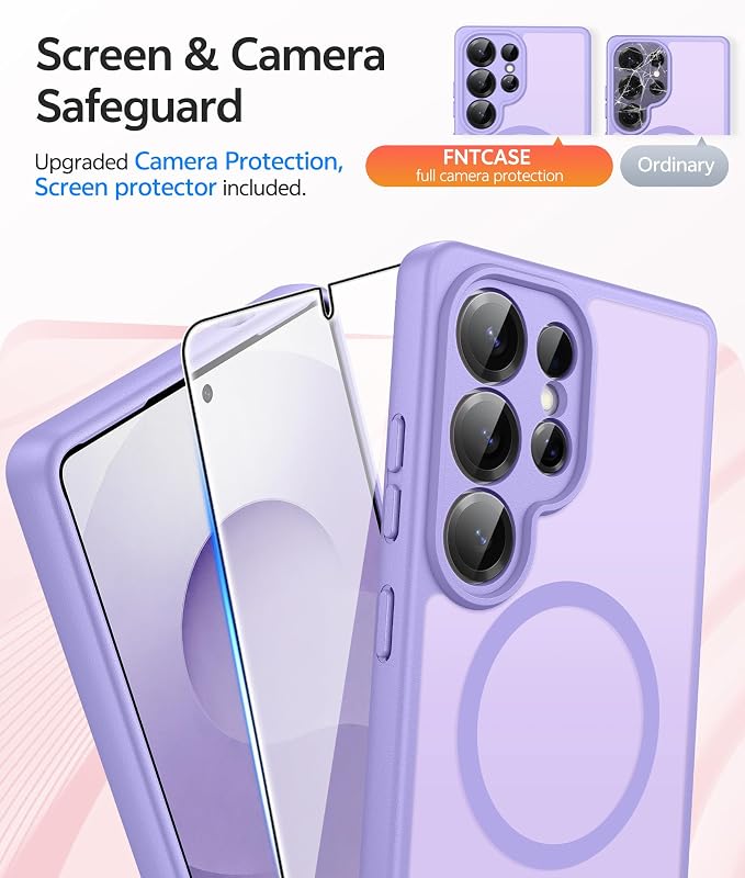 FNTCASE for Samsung Galaxy S25 Ultra Case, Compatible with Magsafe | Screen Protector, Full Camera Protection, Translucent Matte, 14FT Military Grade Drop Proof, Protective Phone Cover - Image 4