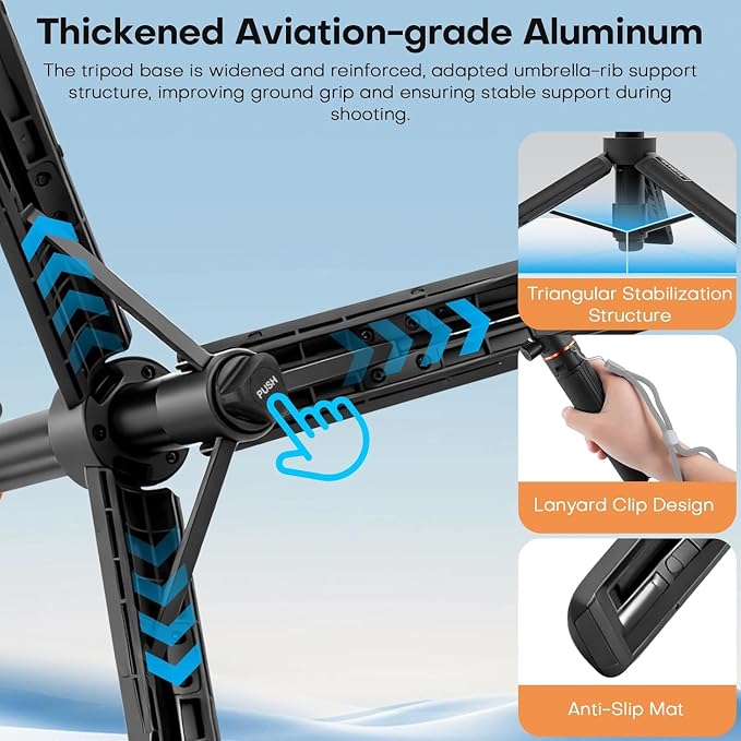 REYGEAK 21" Action Camera Tripod 360° Ball Head for DJI Osmo Nano/Action 6 | 21.6in extendable selfie stick for vlogs, with cold shoe, magnetic and quick release design, for DJI Osmo Nano Action 6 - Image 5