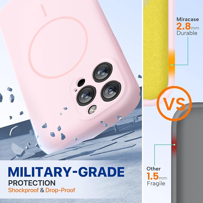 miracase Magnetic for iPhone 14 Pro Max Case, [Soft Anti-Scratch Microfiber Lining], Compatible with MagSafe, Silicone Shockproof Protection Phone Case for iPhone 14 Pro Max,Sand Pink - Image 4