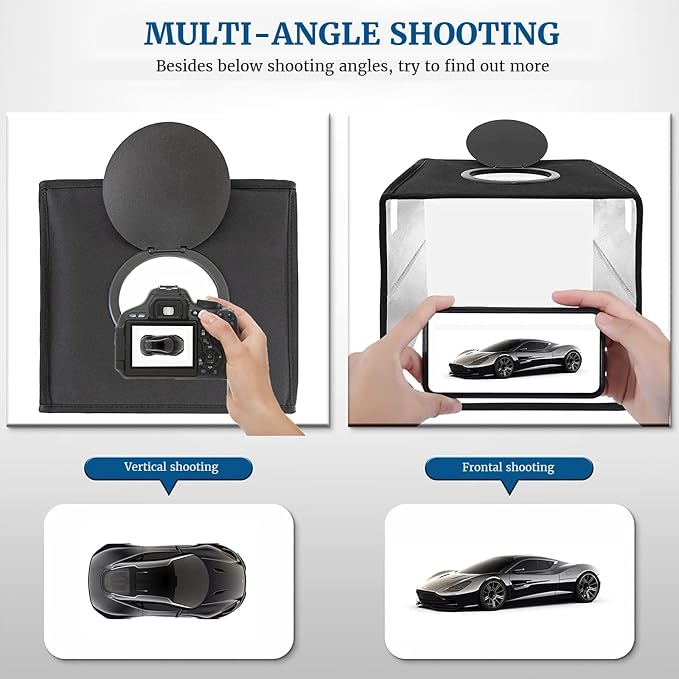 Portable Photo Studio Light Box, PULUZ 16"x16" Professional Dimmable Shooting Tent Kit with 160 LEDs Lights & 6 Kinds Double-Sided Color Backgrounds for Product Photography - Image 2