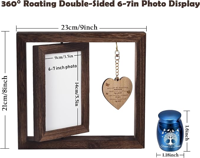 DB Memorial Picture Frame Fits 4’’x6’’ Photo and 1.57 Inches Small Urns for Human Ashes Keepsake，Mini Cremation Urn and Memorial Photo Frame Set for Loss of Loved One Sympathy Gift - Image 2