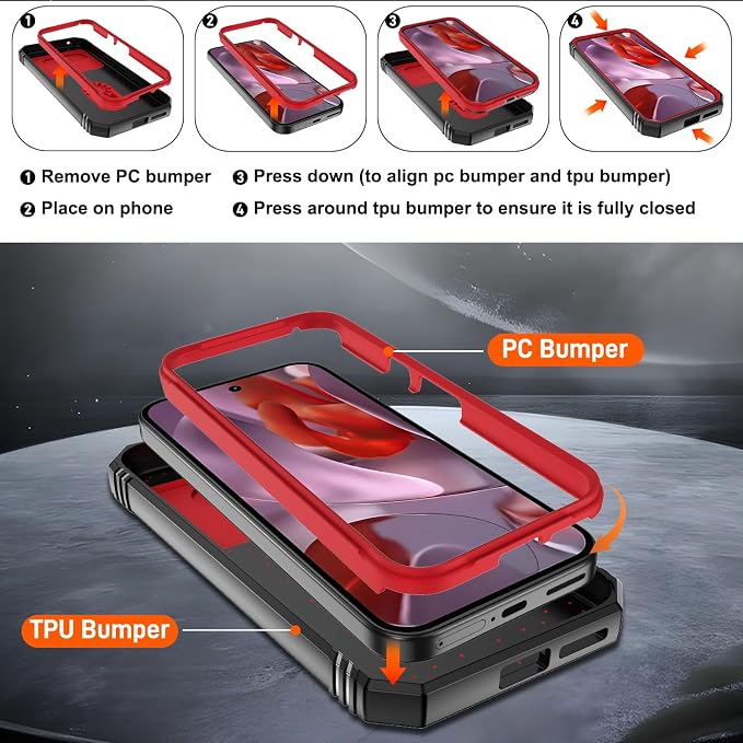 Gritup for Pixel 9A Case Military-Grade Shockproof with Kickstand | with 2 PCS Screen Protector, Slide Camera Cover, Heavy Duty Outdoor Protection Funda para Google 9 A Phone Cover, Red+Black - Image 3