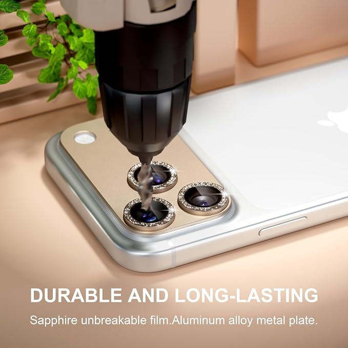 for iPhone 17 Pro Camera Lens Protector, Glitter Gray | [Military Grade Shatterproof] [Strong Adsorption] [Case Friendly] Matte Metal Tempered Glass Camera Screen Cover Accessories - Image 4
