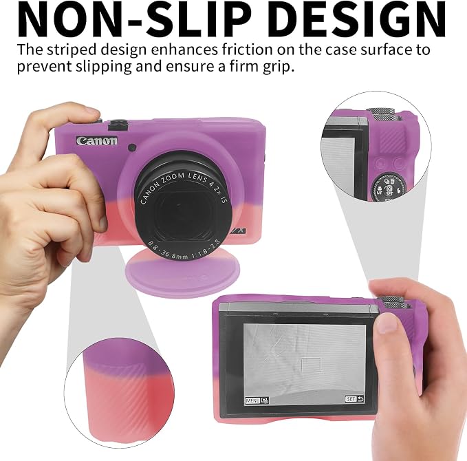 Easy Hood Camera Case Cover for Canon Powershot G7X Mark III (Purple Pink) | With Removable Lens Cover,Soft Silicone Protective Case,Anti-Scratch,Slim Fit,Enhanced Grip,Lightweight Camera Accessories - Image 3