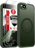 LeYi for iPhone SE Case Green 2022 (3rd Generation)/2020 (2nd) iPhone-8/7 Cases[ Screen Protector X2+ Camera Cover X2] i Phone SE3 SE2 Gen for MagSafe Magnetic Slim Cover iPhone8/7 SE 3/2, Green by LeYi