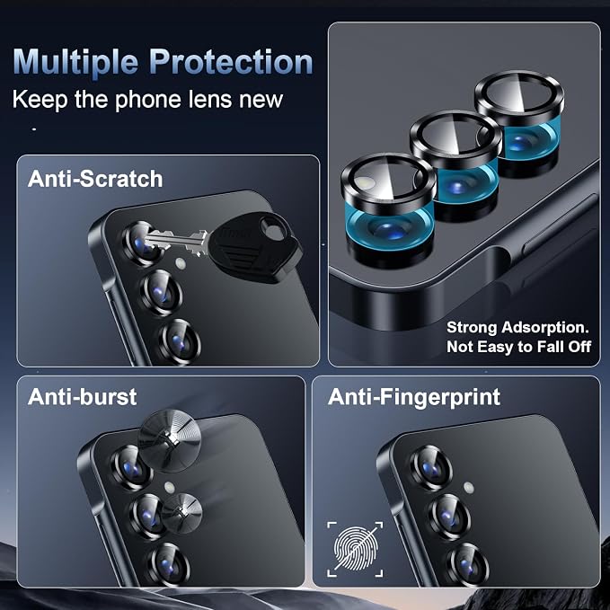 Korecase for Galaxy S25 FE Camera Lens Protector, 9H Tempered Glass Anti Scratch Camera Screen Protector Film Shcokproof Metal Ring Lens Protector for Galaxy S25FE (Black) - Image 4