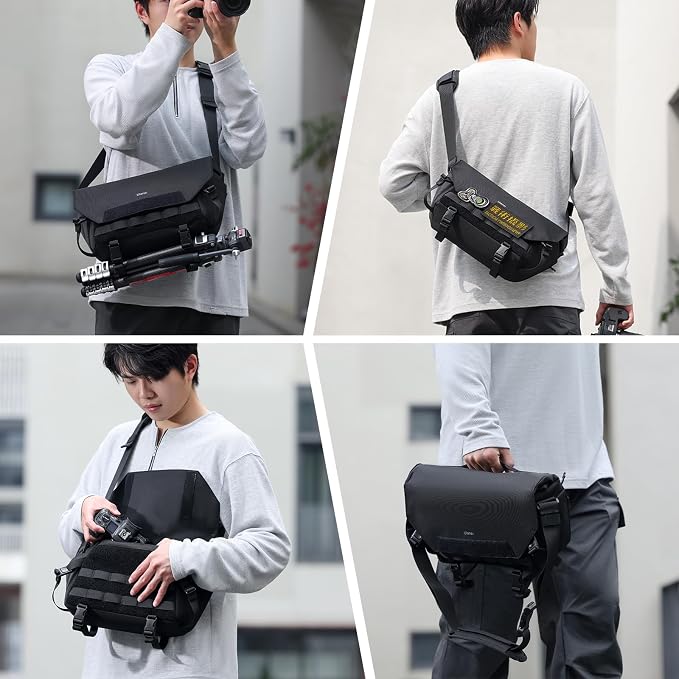 ULANZI BC08 Sling Camera Case 9L with Tripod Holder | Small Compact Camera Tactical Shoulder Bags for DSLR/SLR/Mirrorless Cameras, Water-Resistant Crossbody Bag Women Men, Black - Image 8