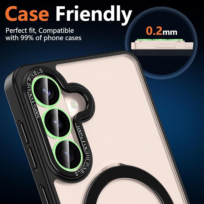 for Samsung Galaxy S26 Camera Lens Protector, Individual Metal Ring Tempered Glass Lens Cover, [Strong Adsorption] Scratch Resistant Ultra-Thin HD Clear Lens Cover, 1 Set-Green Shine - Image 8