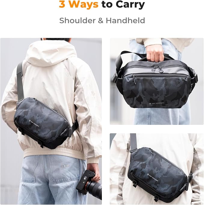 K&F CONCEPT 2 in 1 Camera Sling Bag, Everyday Shoulder Bag | Multifunction Photography Compact Crossbody DSLR Portable Bag, Compatible for Canon/Nikon/Sony, BS01 - Image 6