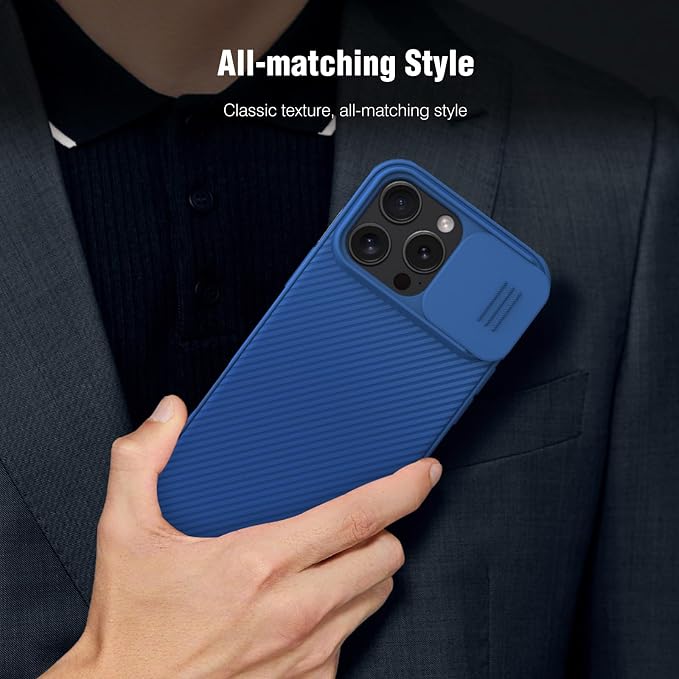 Nillkin for iPhone 16 Pro Max Case with Slide Camera Cover, [Full Camera Protection][Anti-Scratch] Military-Grade Protection, Anti-Fingerprint, Slim Phone Case for iPhone 16 Pro Max 6.9'' Blue - Image 4
