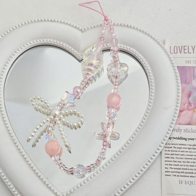 Cute Beaded Camera Wrist Strap for Phone, Digital Camera Charm Lanyard, Pearl Beaded Chain for Bag Keychain Gift - Image 3