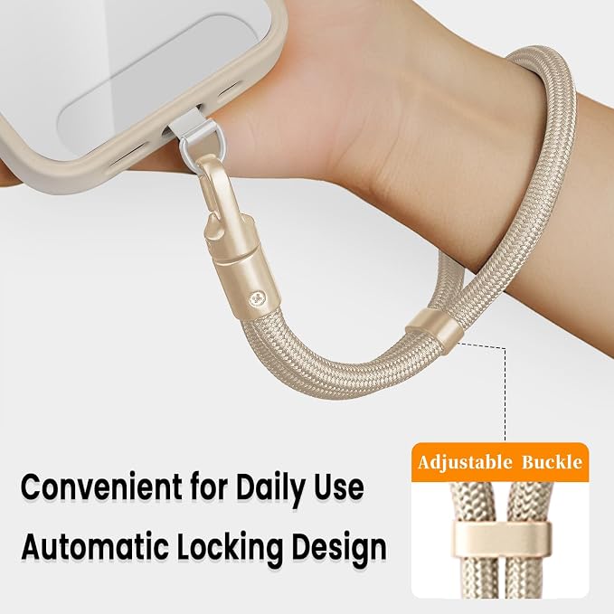 Phone Wrist Strap Lanyard Hand Universal Adjustable Phone Finger Grip Wristlet with 3 Patches Tether Anti Theft for iPhone 16 Pro Max 15 14 Charms for Keychain USB Flash Drive Wallet ID Name Tag Camel - Image 2