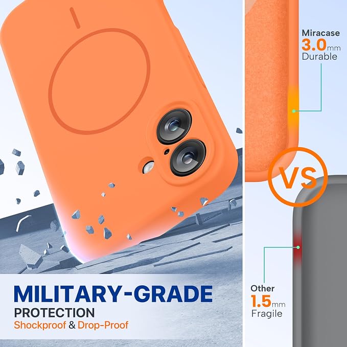 Miracase Silicone & Magnetic for iPhone 16 Case, Sunset Orange | Compatible with MagSafe, Anti-Scratch Microfiber Lining, Liquid Silicone Case Shockproof Drop Protection Phone Case for 16 - Image 4