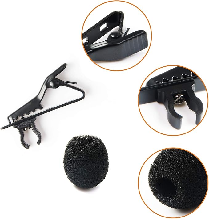 Lav Mic Clip Set 18 Pcs Lavalier Mic Clip Replacement Kit | 6 Foam Windscreen Cover, 6 Metal Lapel Microphone Clips, 6 Plastic Wire Clips, Lavalier Mic Clip Replacement Accessories - Image 3