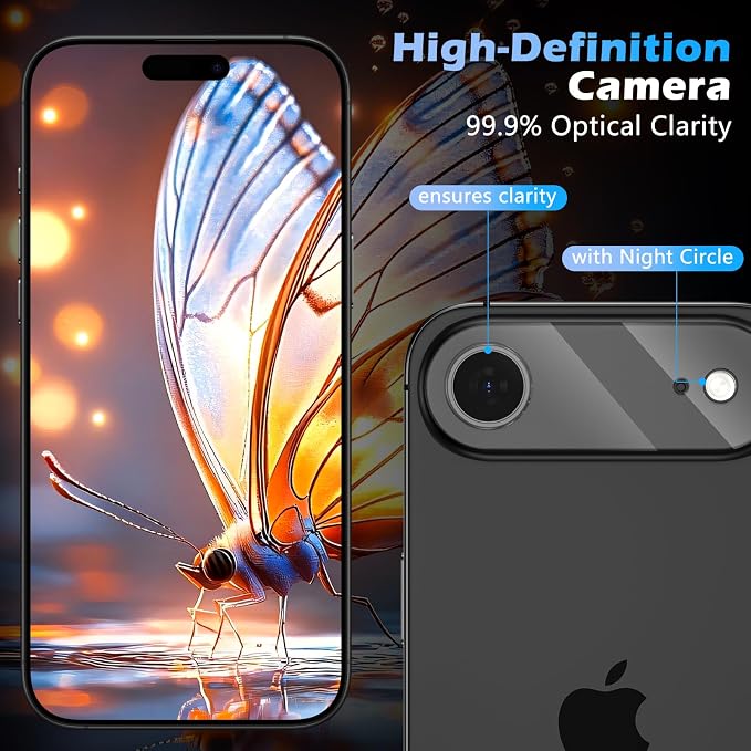 imluckies 3 Pack for iPhone 17 Air 6.5" Camera Lens Protector, HD Clear Tempered Glass Camera Accessories, 9H Hardness Anti-Scratch Screen Cover, Case Friendly[Not Affect Night Shots] - Image 2