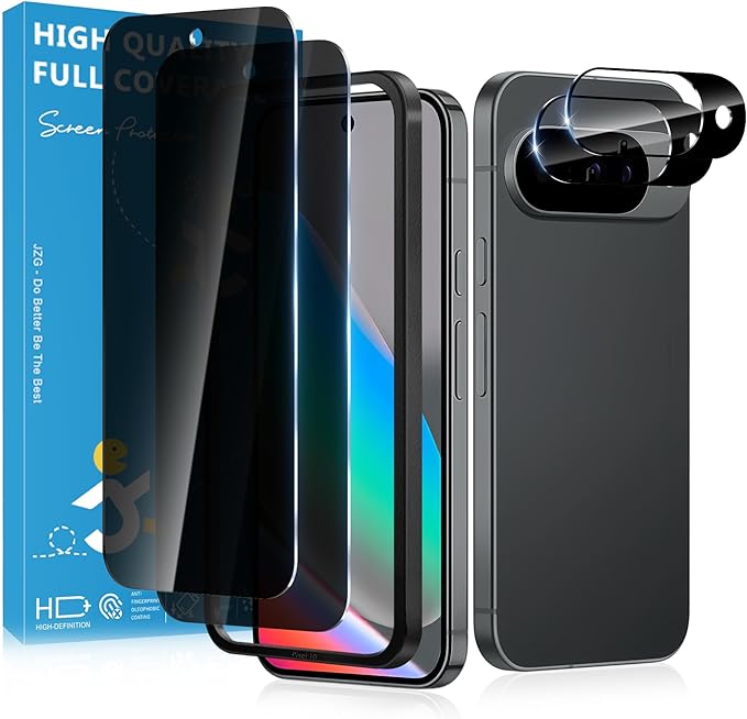 2 Pack for Google Pixel 10 Privacy Screen Protector, 2 Pack Camera Protector, Fingerprint Compatible, Anti Spy, 9H Hardness Glass for Google Pixel 10 Screen Protector by JavoYion