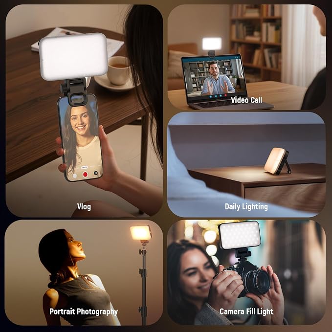 NEEWER Entry Level Version Phone Selfie Light for iPhone, 2500-9000K CRI80 2000mAh Rechargeable Plastic Clip on Makeup Streaming Recording Laptop Computer Video Conference Fill Lighting, N15 - Image 6