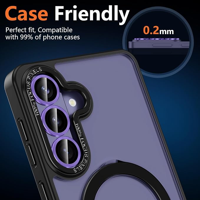 for Samsung Galaxy S26 Plus Camera Lens Protector, Individual Metal Ring Tempered Glass Lens Cover, [Strong Adsorption] Scratch Resistant Ultra-Thin HD Clear Lens Cover, 1 Set-Purple - Image 6
