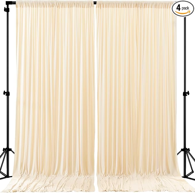 24ftx10ft Wrinkle Free Champagne Backdrop Curtain - 10 Feet Photography Backdrop Drapes, Silky Polyester Back Drop Cloth for Wedding Baby Shower Balloon Arch Background by Unknown