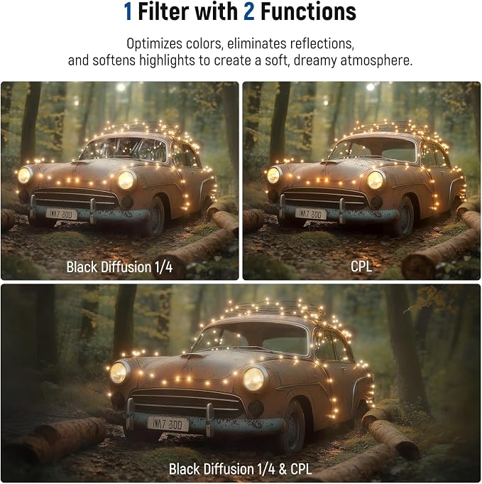 NEEWER 2 in 1 67mm CPL & Black Diffusion 1/4 Filter Compatible with Android Samsung S25 Ultra Google Pixel Huawei Xiaomi, Circular Polarizing Phone Camera Lens Photography Accessories Kit, FL-B36 - Image 5