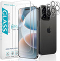 2+2 Pack Screen Protector for iPhone 16 Pro 6.3 Inch Tempered Glass | with Camera Lens Protector, 9H Hardness, Anti Scratch, Bubble Free by Bencuku