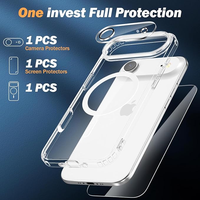 for iPhone Air Case Clear,Magnetic iPhone Air Case with Screen Protector & Camera Protector [Compatible with MagSafe], Shockproof TPU Cover for iPhone 17 Air Phone Cases-Transparent - Image 2